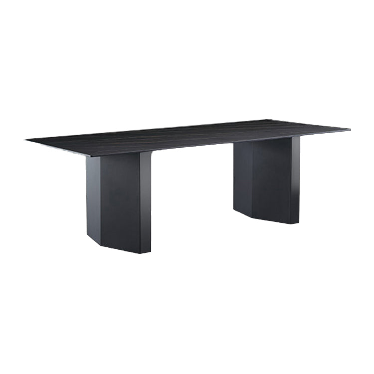 Metal Traditional Luxury Rectangle Table Black Sintered Stone Top Table for Dining Room
