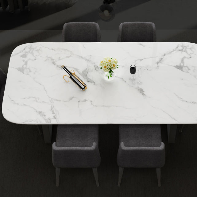 Traditional Luxury Dining Table Rectangle Sintered Stone Sled Dining Table