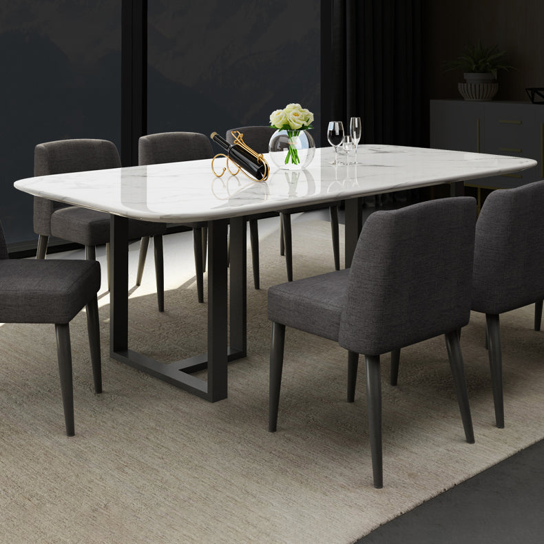 Traditional Luxury Dining Table Rectangle Sintered Stone Sled Dining Table