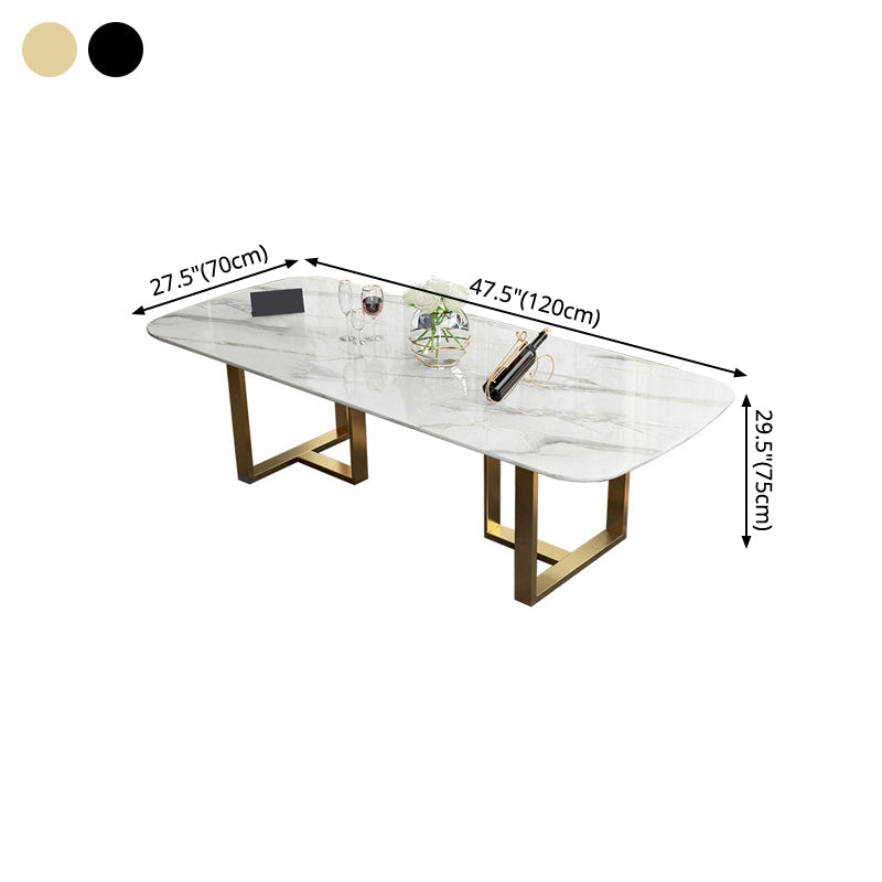 Traditional Luxury Dining Table Rectangle Sintered Stone Sled Dining Table