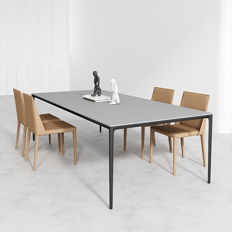 Medieval Modern Sintered Stone Table Rectangle Table with Metal 4 Legs