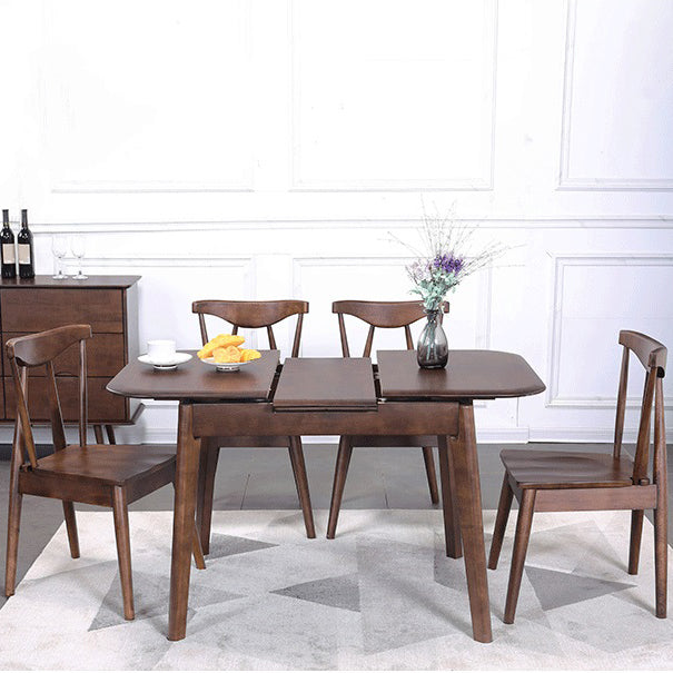 Minimalist Extendable Solid Wood Table Rectangle Shape Standard Dining Table for Kitchen