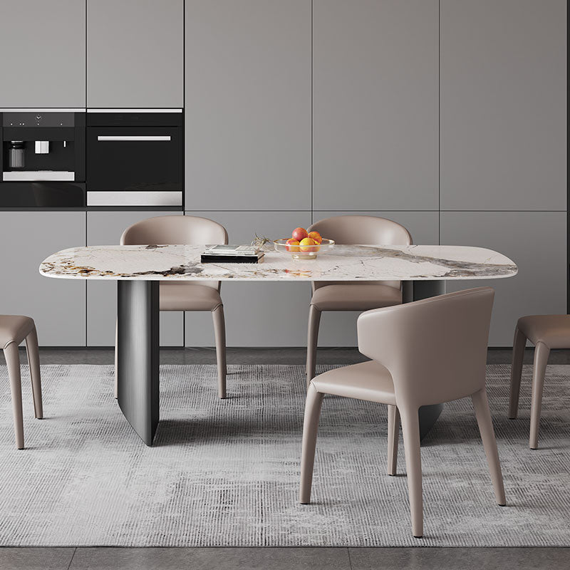 Metal Traditional Luxury Rectangle Table Sintered Stone Top Indoor Table for Home
