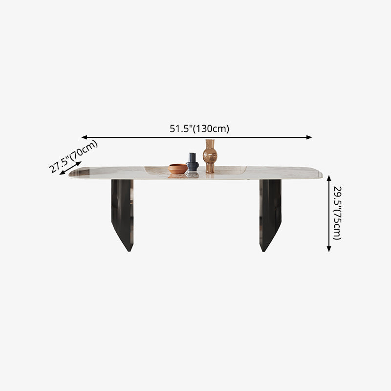 Metal Traditional Luxury Rectangle Table Sintered Stone Top Indoor Table for Home