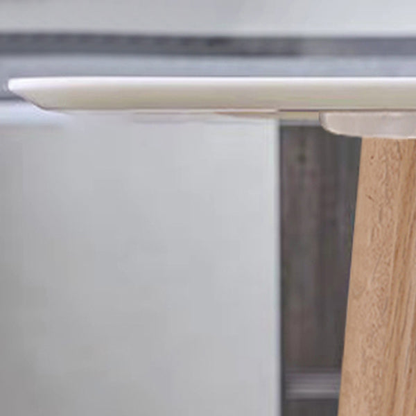 Mesa rectangular blanca contemporánea, mesa de comedor estándar de piedra sinterizada para cocina