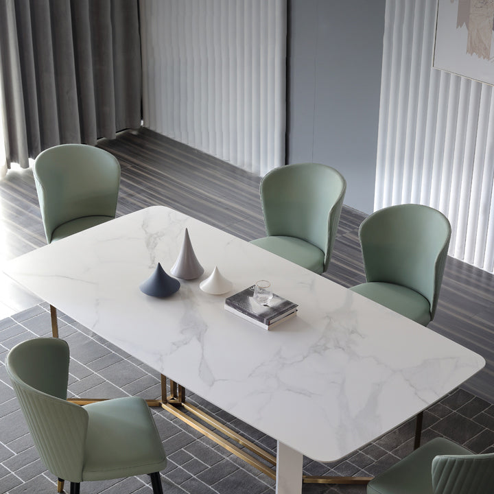 Traditional Luxury Dining Table White Rectangle Sintered Stone Dining Table for Home Use