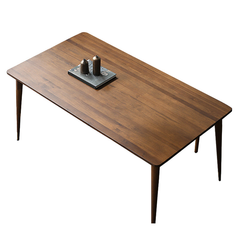 Rectangle Shape Luxury Dining Table Wood Color Fixed Table with Pinewood Solid Wood