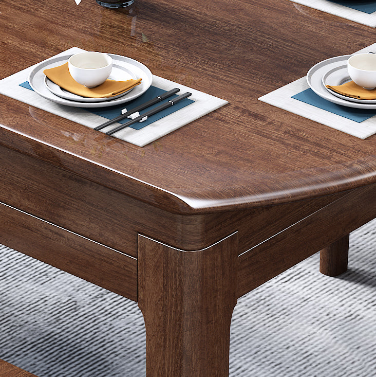 30.7''H Modern Brown Extendable Table Solid Wood Round Dining Table with 4 Legs Base
