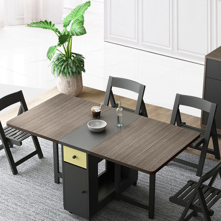 Mid-Century Dining Table Rectangle Drop-Leaf Sintered Stone Table for Home (only Table)