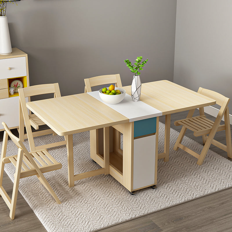 Mid-Century Dining Table Rectangle Drop-Leaf Sintered Stone Table for Home (only Table)
