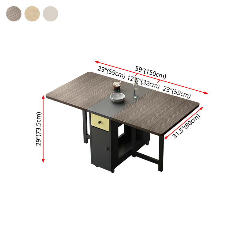 Mid-Century Dining Table Rectangle Drop-Leaf Sintered Stone Table for Home (only Table)