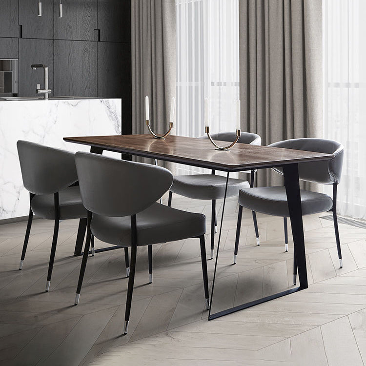 Mesa de forma rectangular marrón industrial Mesa de comedor estándar de madera para cocina