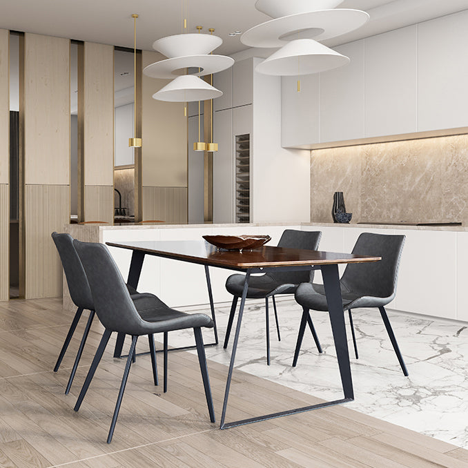 Mesa de forma rectangular marrón industrial Mesa de comedor estándar de madera para cocina