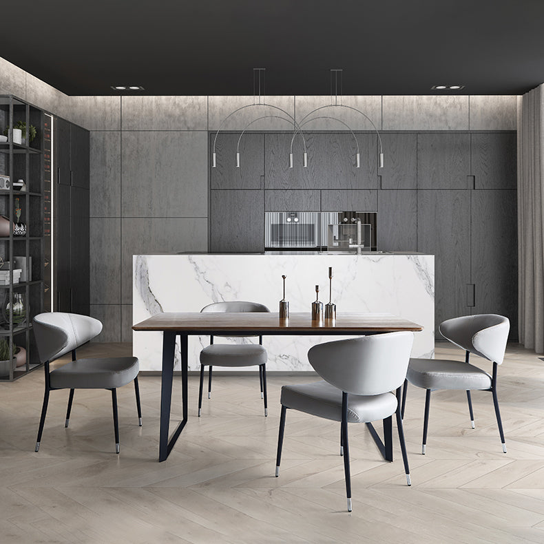 Mesa de forma rectangular marrón industrial Mesa de comedor estándar de madera para cocina