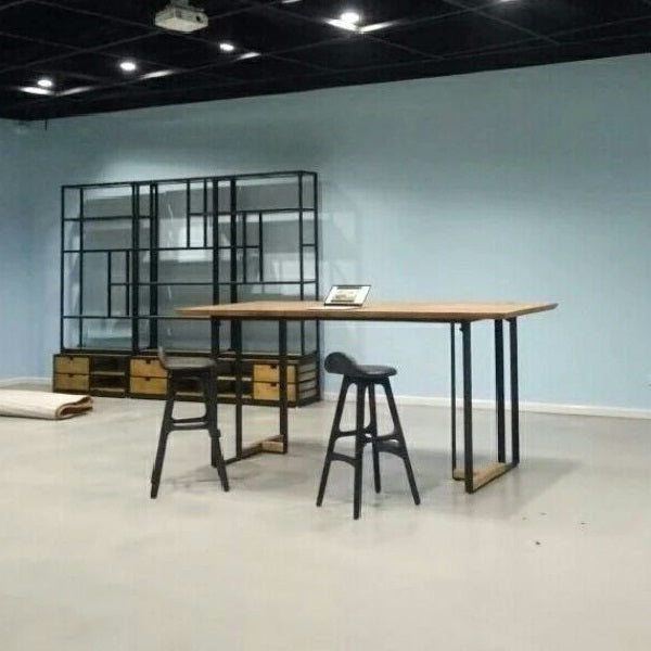 Industrialstil Essstandort Tisch Massivholz Doppelpodestmöbel