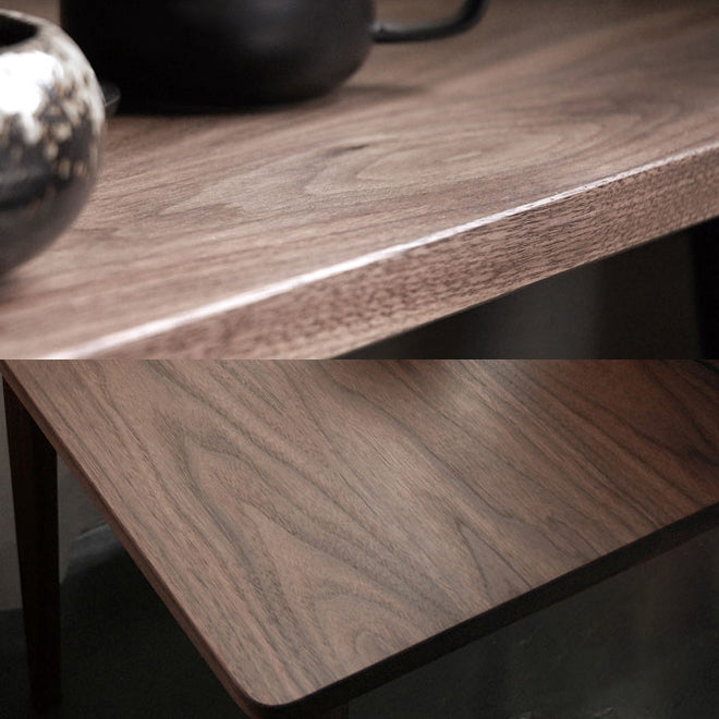 Square 4 Legs Industrial Table Wood Color Fixed Table of Solid Wood