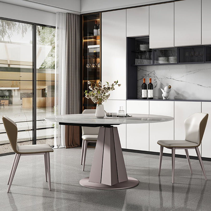 Traditional Luxury Dining Table Round Sintered Stone Pedestal Dining Table for Home