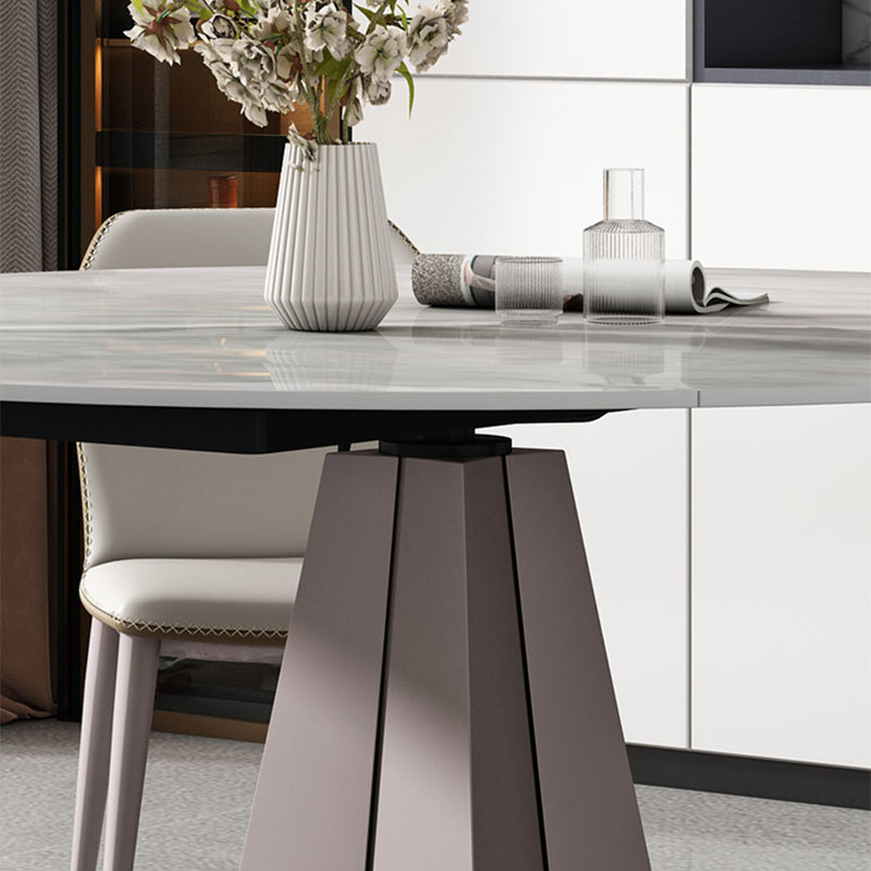 Traditional Luxury Dining Table Round Sintered Stone Pedestal Dining Table for Home