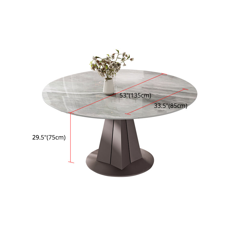 Traditional Luxury Dining Table Round Sintered Stone Pedestal Dining Table for Home