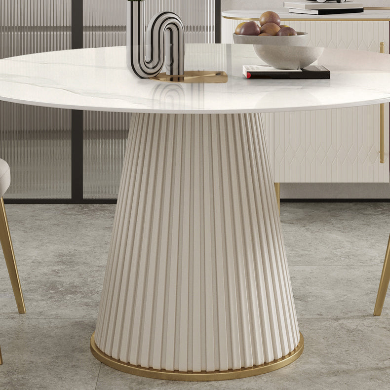 Runder Stein-Esstisch im Luxus-Stil mit Sockel, lässige Möbel für Zuhause