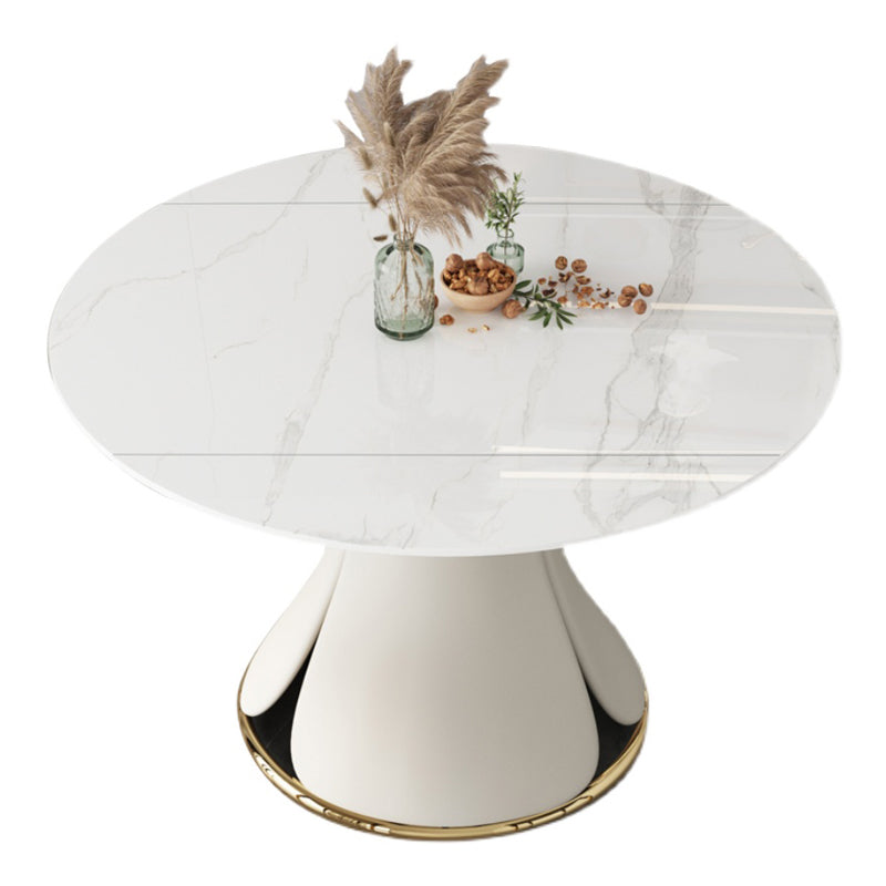 53'' Luxury Sintered Stone Dining Table Extendable Rectangle Table with Metal Pedestal