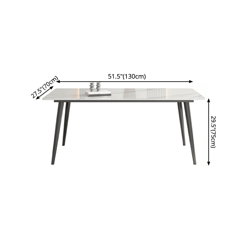 Mesa de comedor rectangular industrial de metal Mesa de piedra sinterizada blanca para cocina y comedor