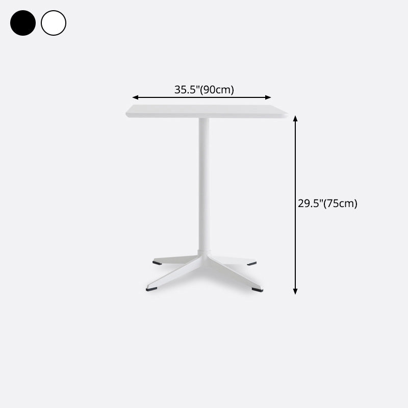 Metal Industrial Square Dining Table Solid Wood Top Table with Pedestal