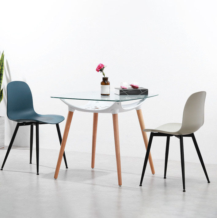 Sedia da casa per la casa contemporanea gambe in metallo sedia da pranzo in plastica (set di 4)