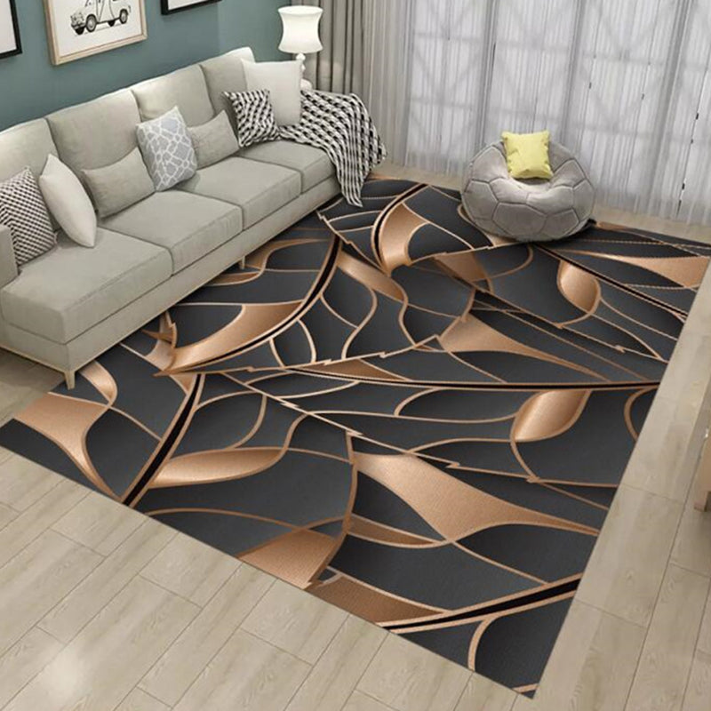 Contemporary Rug Polyester Abstract Rug Non-Slip Backing Rug for Home Decoration