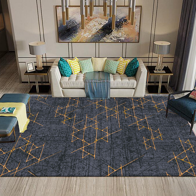 White Abstract Graphic Pattern Rug Polyester Rug Non-Slip Backing Rug for Home Decor