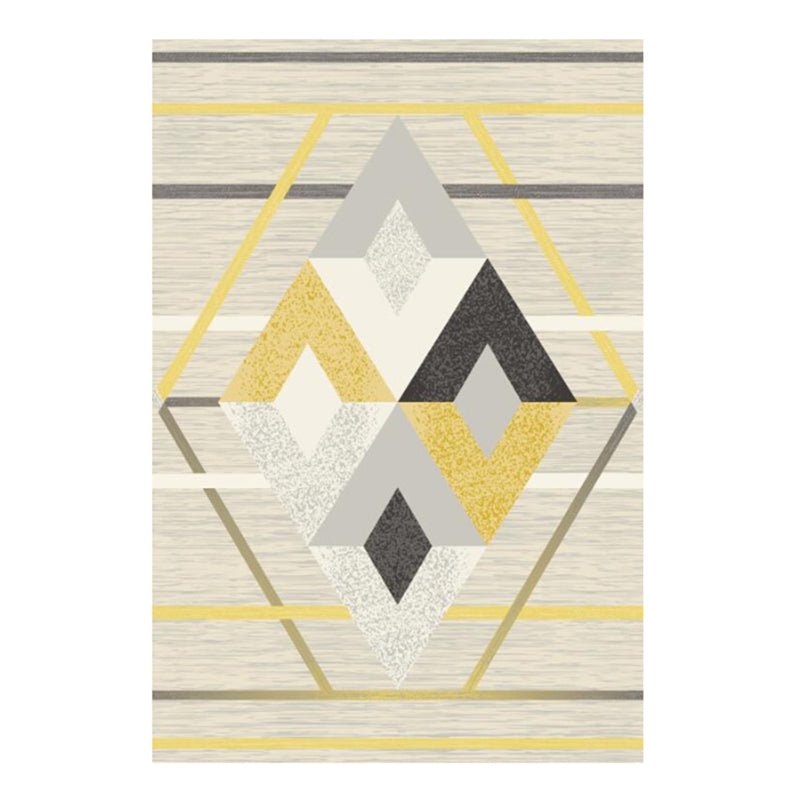 White Abstract Graphic Pattern Rug Polyester Rug Non-Slip Backing Rug for Home Decor