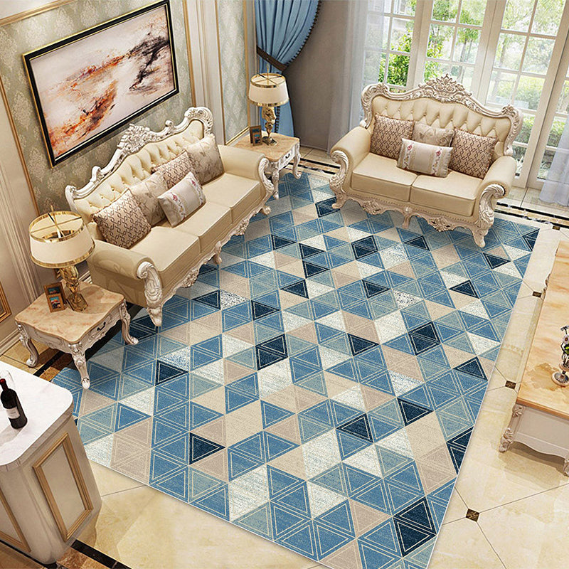 White Abstract Graphic Pattern Rug Polyester Rug Non-Slip Backing Rug for Home Decor