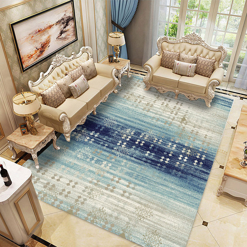 White Abstract Graphic Pattern Rug Polyester Rug Non-Slip Backing Rug for Home Decor