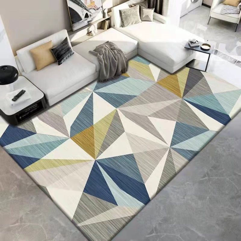 Dark Gray Modern Rug Polyester Geometric Scheme Rug Washable Rug for Drawing Room