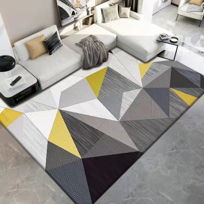 Dark Gray Modern Rug Polyester Geometric Scheme Rug Washable Rug for Drawing Room