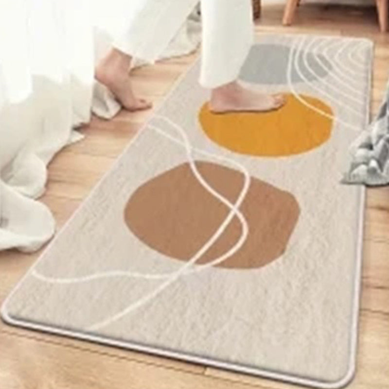 Beige Modern Rug Polyester Color Piece Rug Non-Slip Backing Rug for Living Room