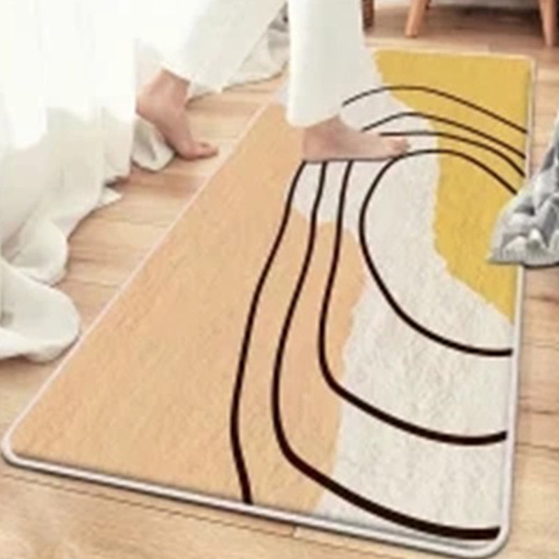 Beige Modern Rug Polyester Color Piece Rug Non-Slip Backing Rug for Living Room