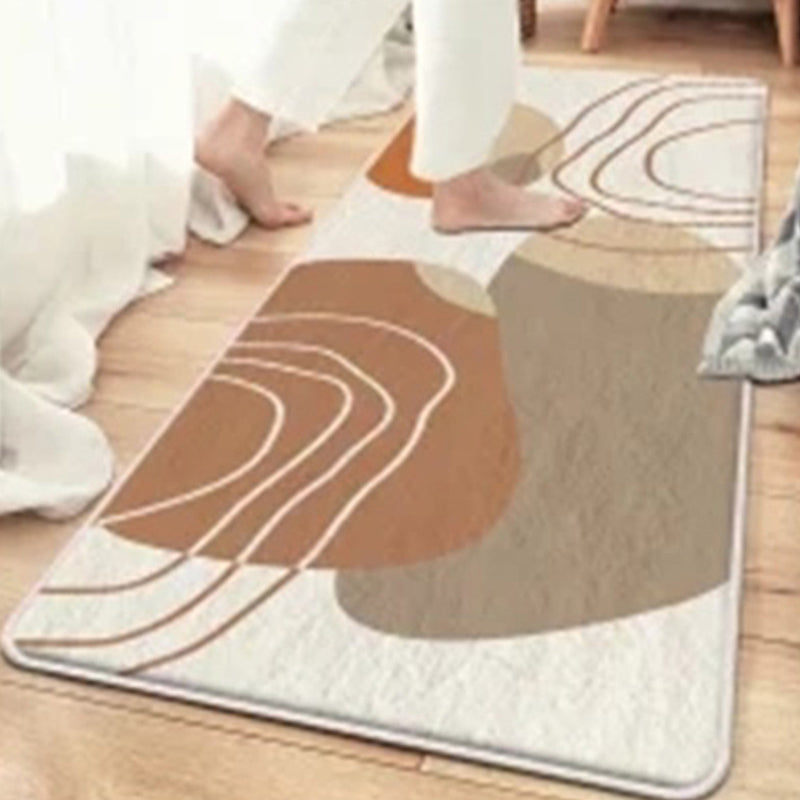 Beige Modern Rug Polyester Color Piece Rug Non-Slip Backing Rug for Living Room