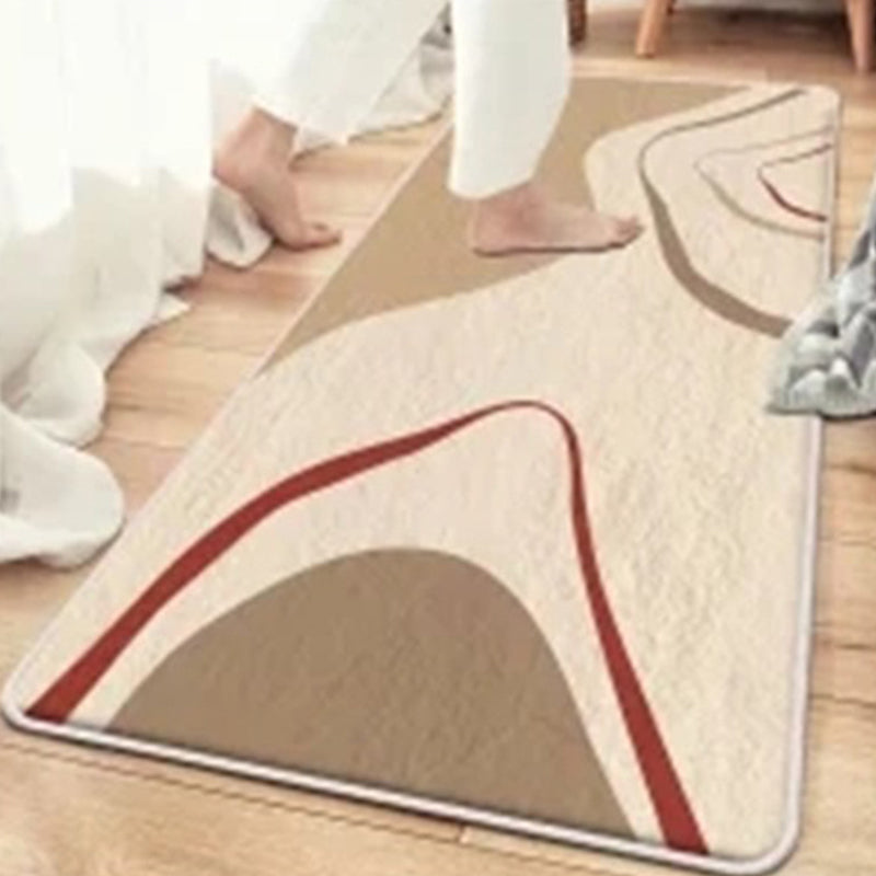 Beige Modern Rug Polyester Color Piece Rug Non-Slip Backing Rug for Living Room