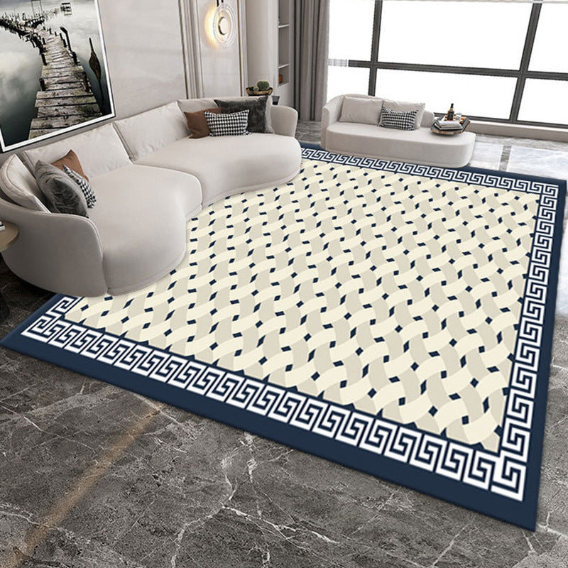 Black Lozenge Pattern Rug Polyester Modern Rug Washable Area Rug for Drawing Room
