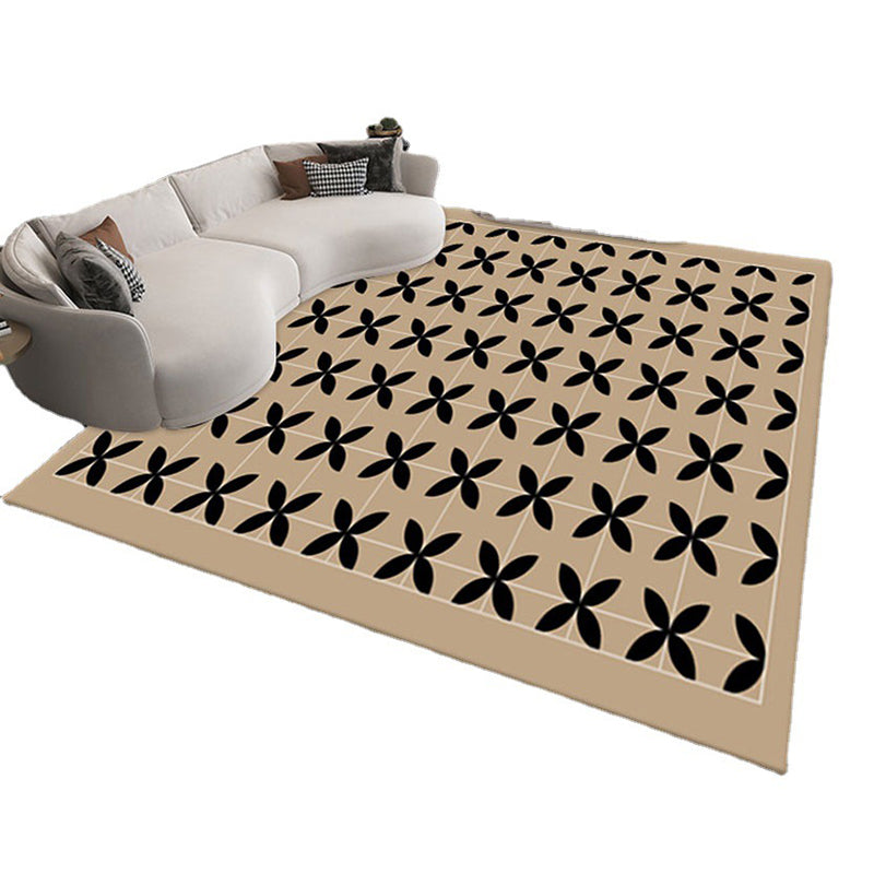 Black Lozenge Pattern Rug Polyester Modern Rug Washable Area Rug for Drawing Room