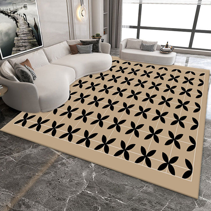 Black Lozenge Pattern Rug Polyester Modern Rug Washable Area Rug for Drawing Room
