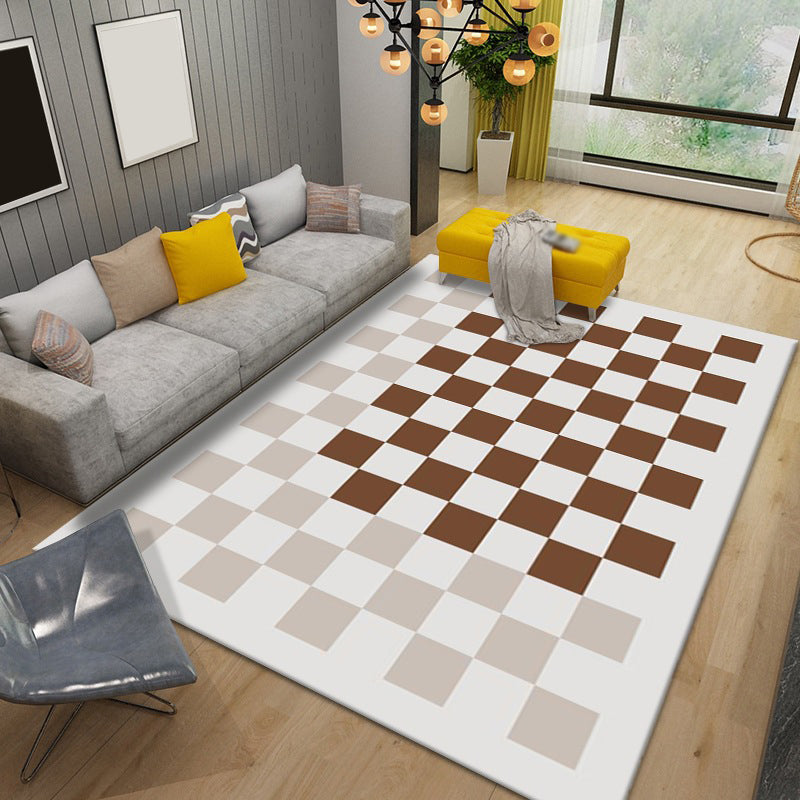 Lattice Geometry Rug Indoor Rug Anti-Slip Washable Easy Care Area Carpet for Bedroom