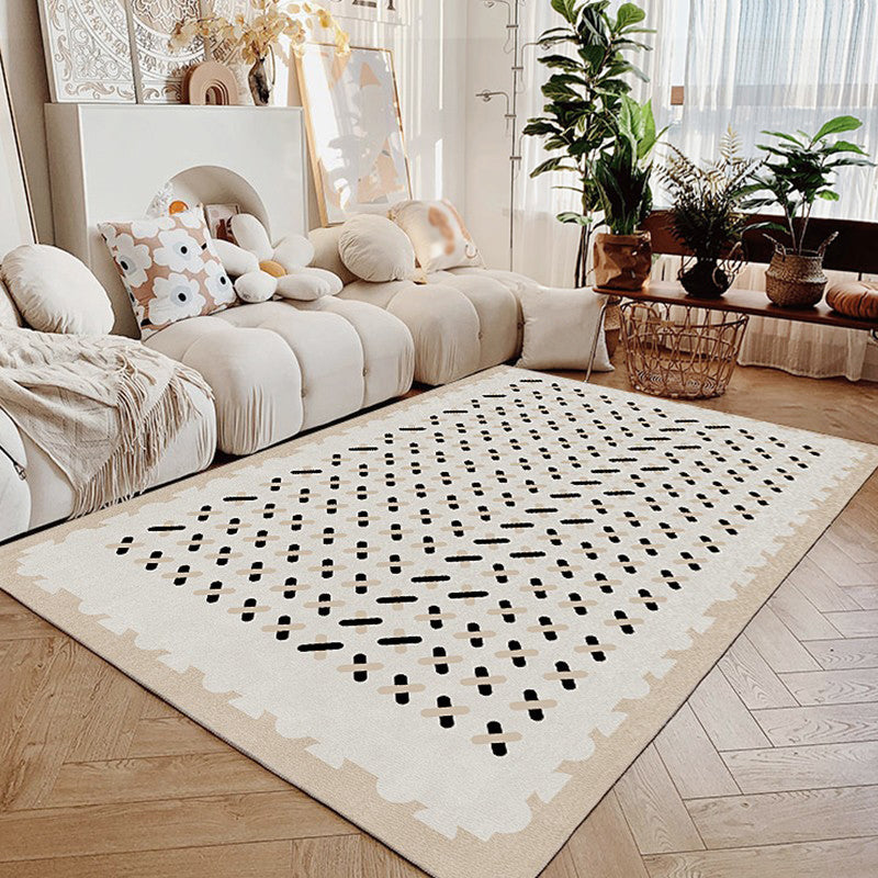 Brown Modern Rug Polyester Straight Line Rug Stain Resistant Rug for Living Room