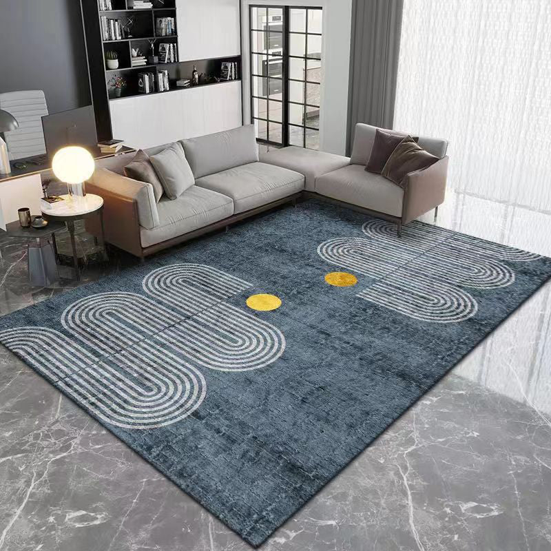 Light Brown Minimalist Rug Polyester Striped Rug Stain Resistant Rug for Living Room