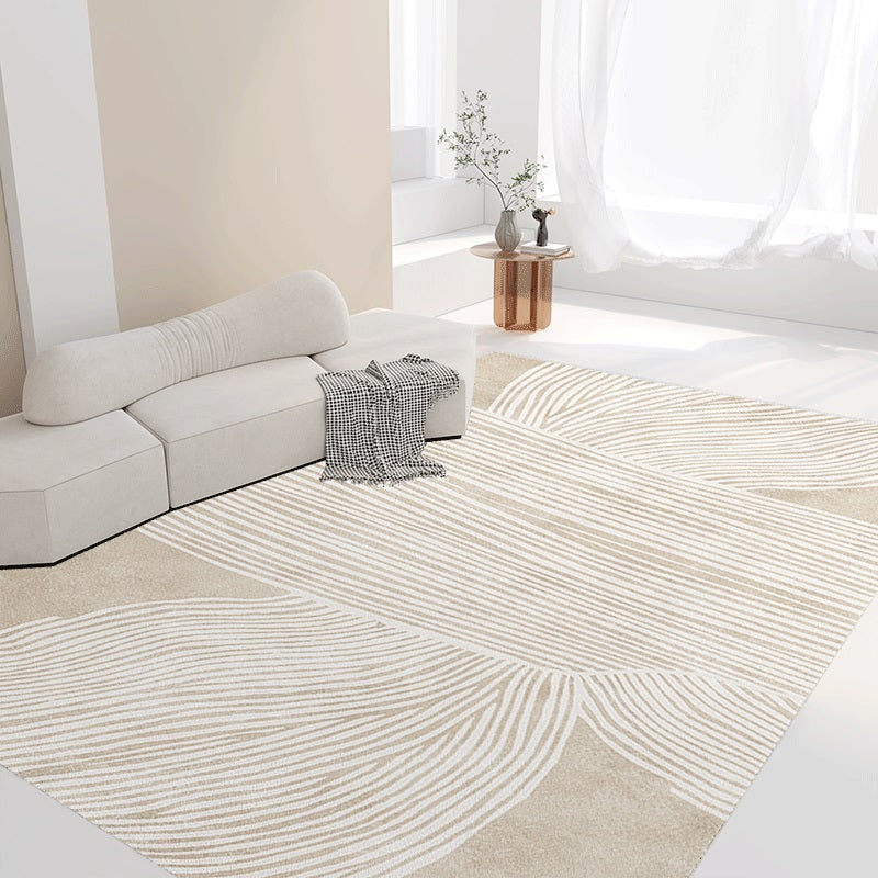 Light Brown Stripe Carpet Polyester Modern Carpet Washable Carpet for Living Room
