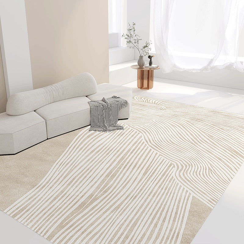 Light Brown Stripe Carpet Polyester Modern Carpet Washable Carpet for Living Room