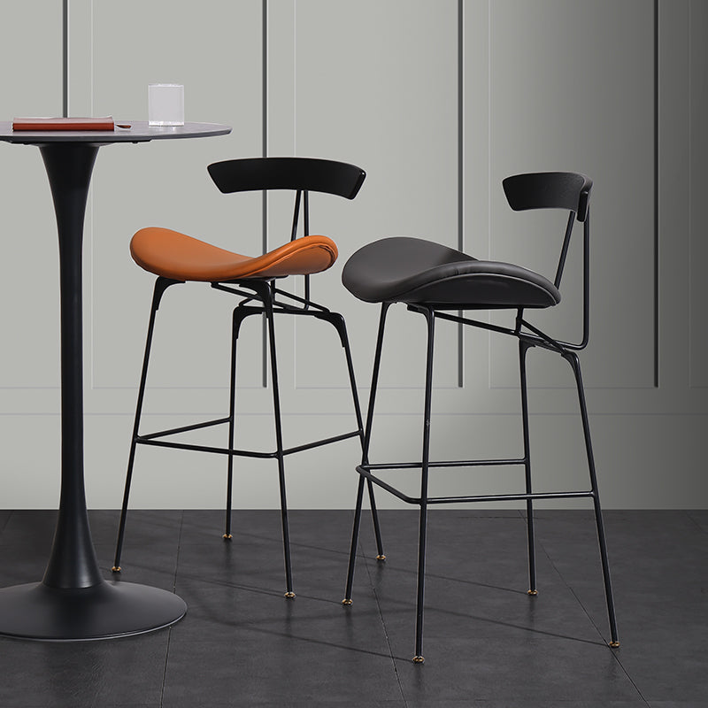 Nordic Iron Simple Barstool Indoor Hoher Hocker mit Nachahmungsleder (2) Set (2)