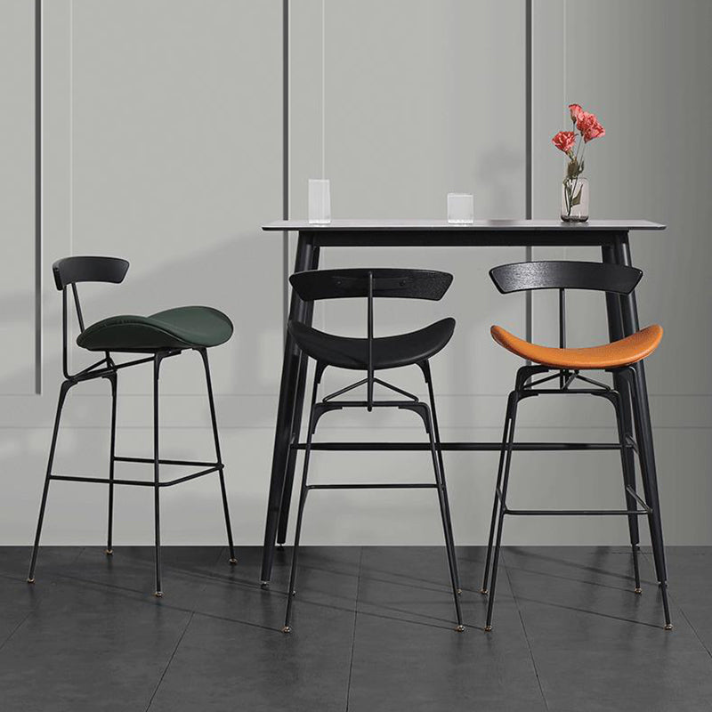 Nordic Iron Simple Barstool Indoor Hoher Hocker mit Nachahmungsleder (2) Set (2)