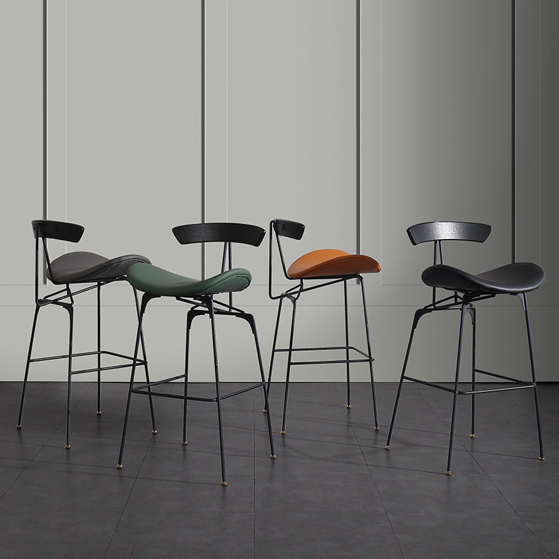 Nordic Iron Simple Barstool Indoor Hoher Hocker mit Nachahmungsleder (2) Set (2)